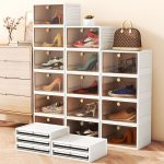 Folding Shoebox Plastic Clear Shoe Display Organizer Container Storage Boxes