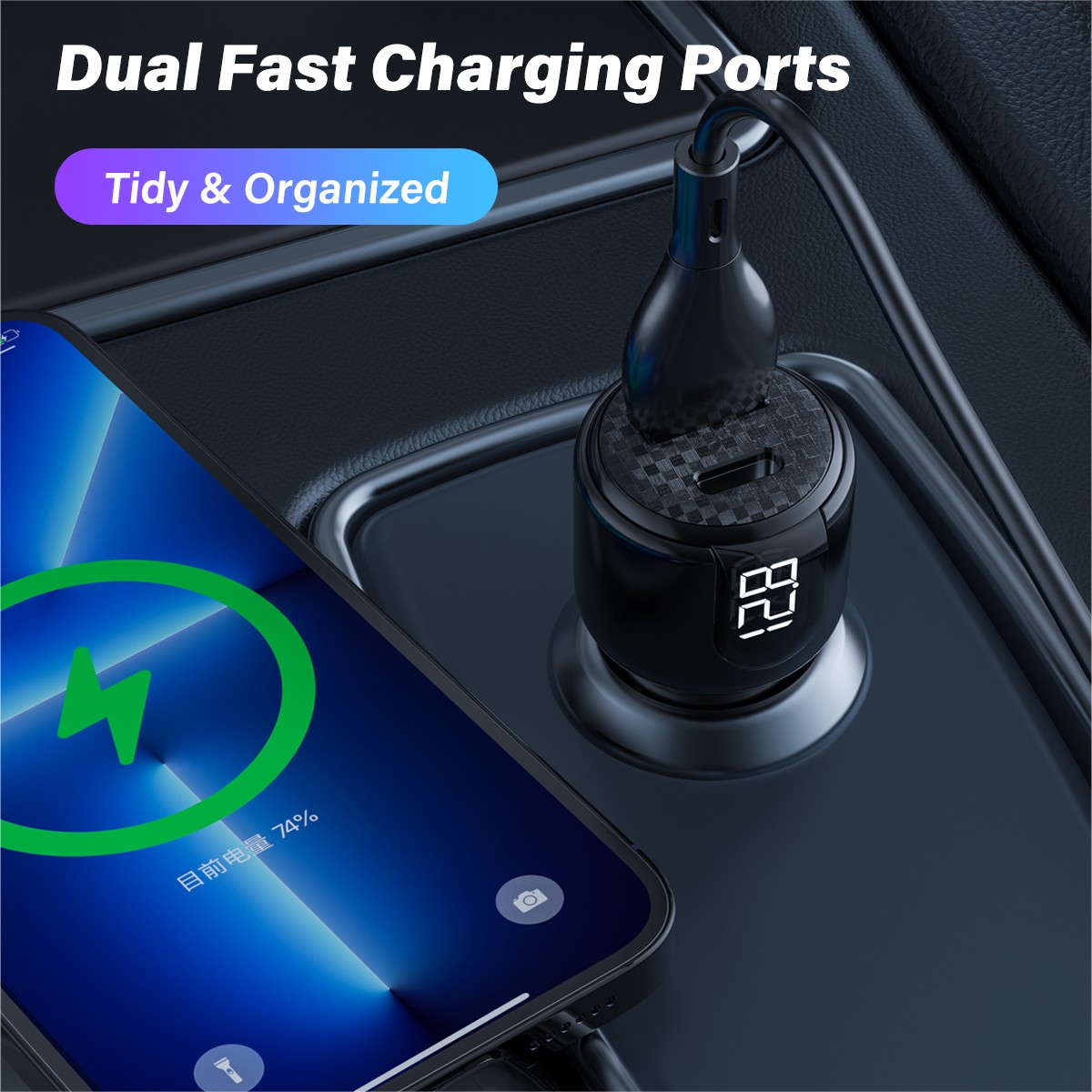 Mobile Car Charger Adapter for Samsung, iPhone