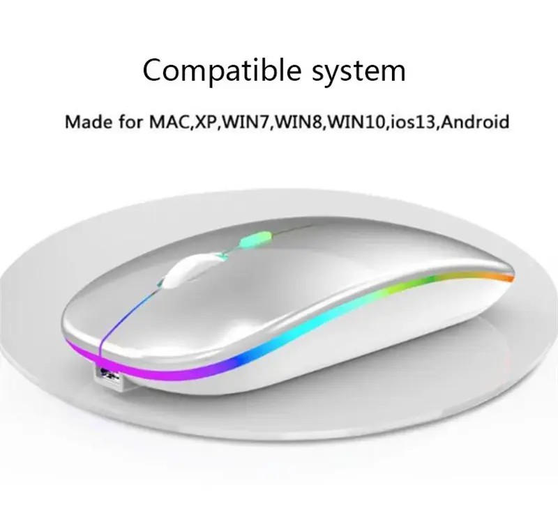 2.4GHz Bluetooth 5.0 Dual Mode wireless mouse silent LED RGB backlight rechargeable gaming wireless mouse for laptop