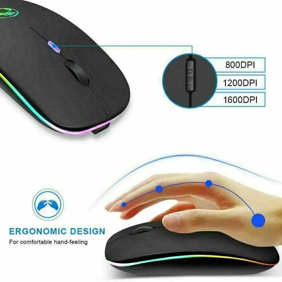 2.4GHz Bluetooth 5.0 Dual Mode wireless mouse silent LED RGB backlight rechargeable gaming wireless mouse for laptop