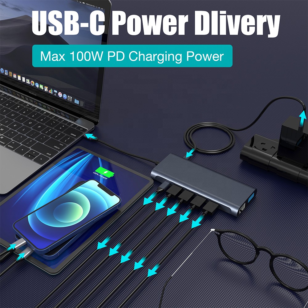 Usb c docking station laptop adapter splitter