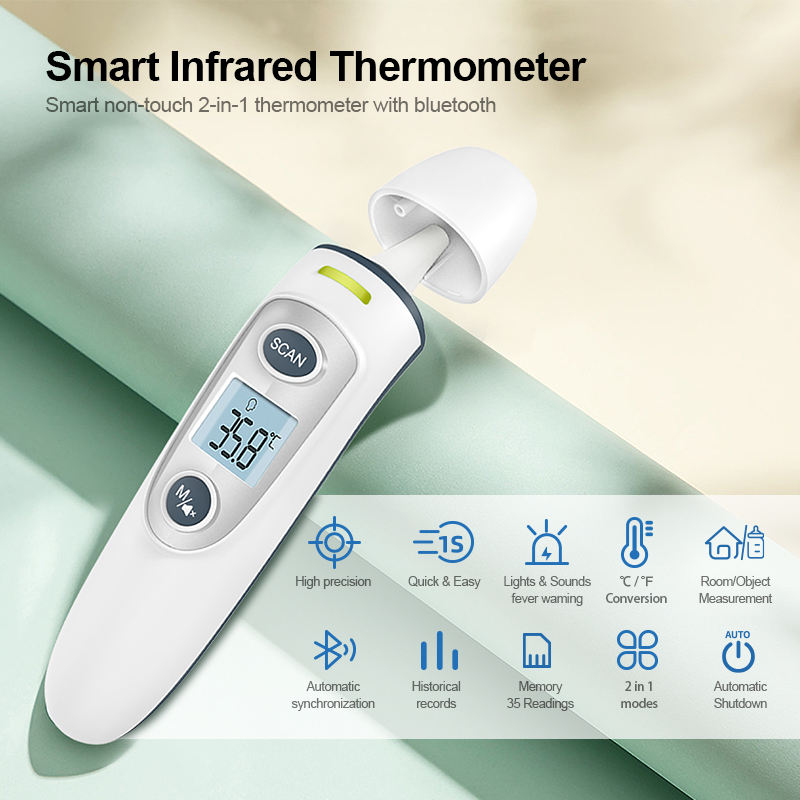 Smart Thermometer Digital Non Contact Portable Temperature Gun Digital Bluetooth Thermometer