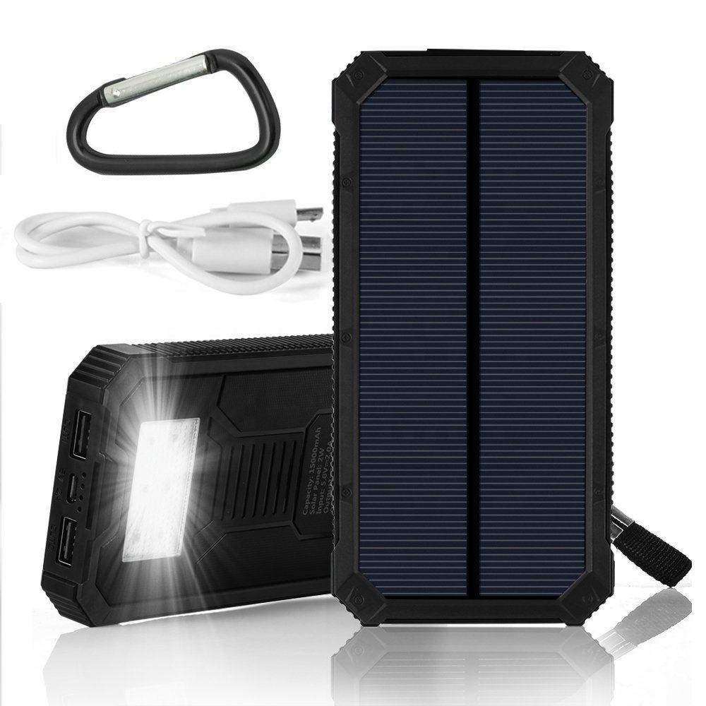 New Product Custom Solar Panel Powerbank Portable Solar Charger 15000mAh Solar Power Banks For Cell Phone