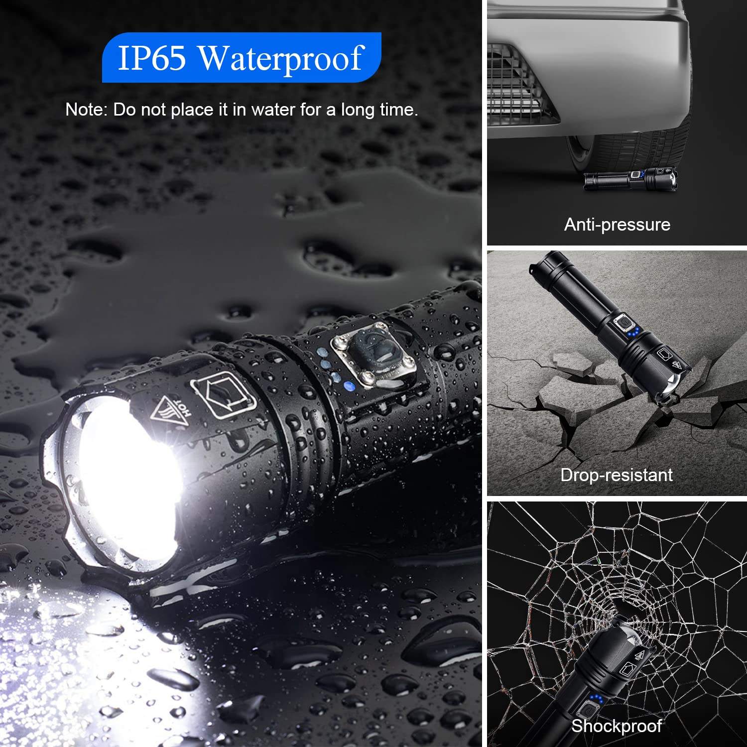 Super bright torch light zoom high power tactical flashlight