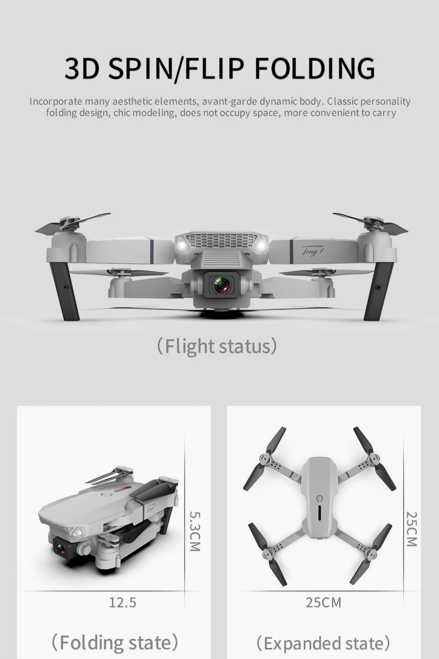 ToyHome E88 WIFI FPV Mini Professional Camera Drone 4K With HD Camera Foldable Headless mode Altitude Hold Long Range Pocket Dro