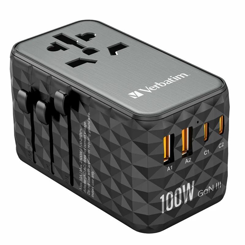 Verbatim 32121 4 Port PD 3.0 GaN III 100W Universal Travel Adapter (UTA-06)