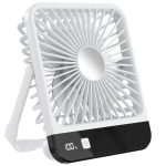 2024 Portable Mini USB LED Display Desk Fan Custom Logo Rechargeable Travel Fan Cooling Features Small Size Electric Battery