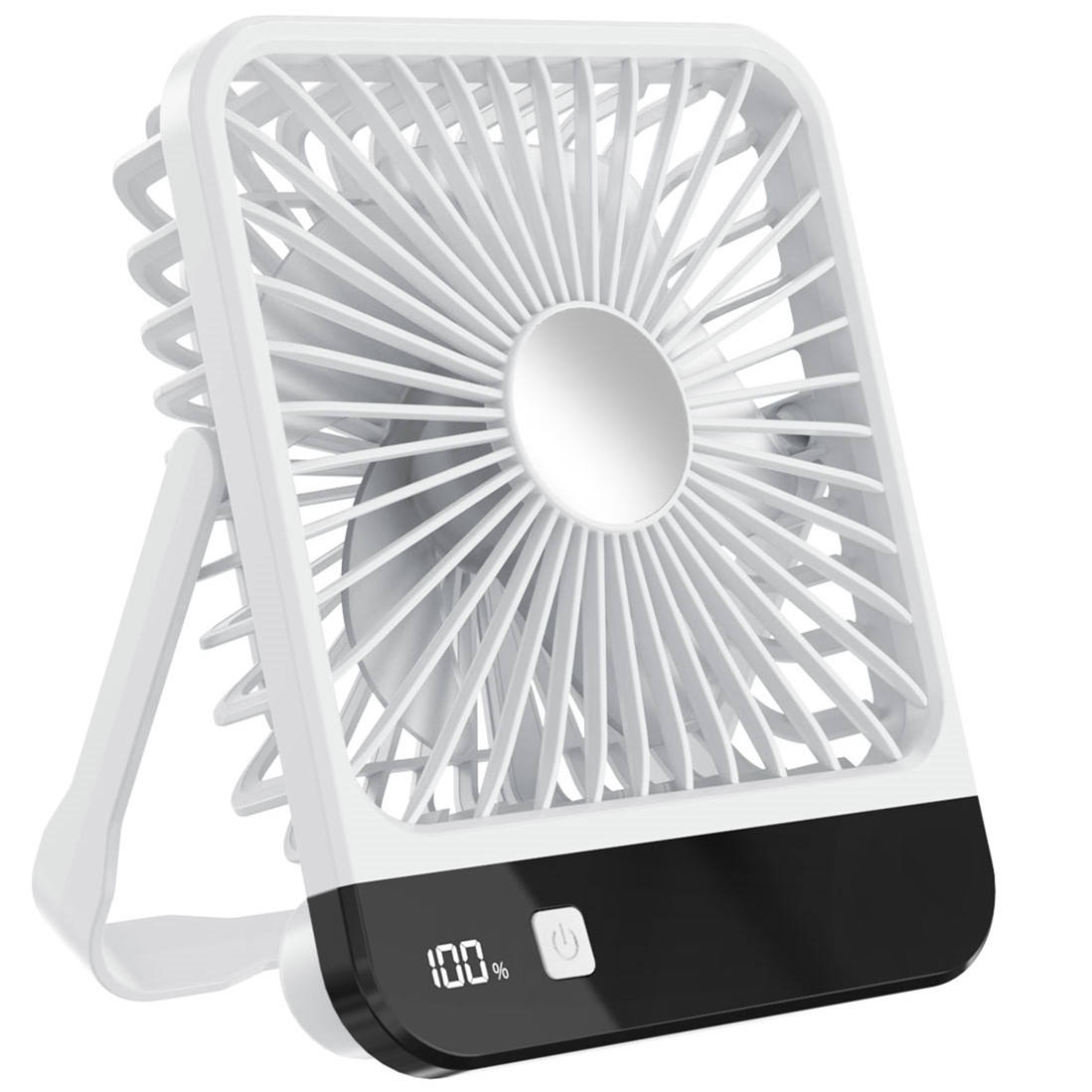 2024 Portable Mini USB LED Display Desk Fan Custom Logo Rechargeable Travel Fan Cooling Features Small Size Electric Battery