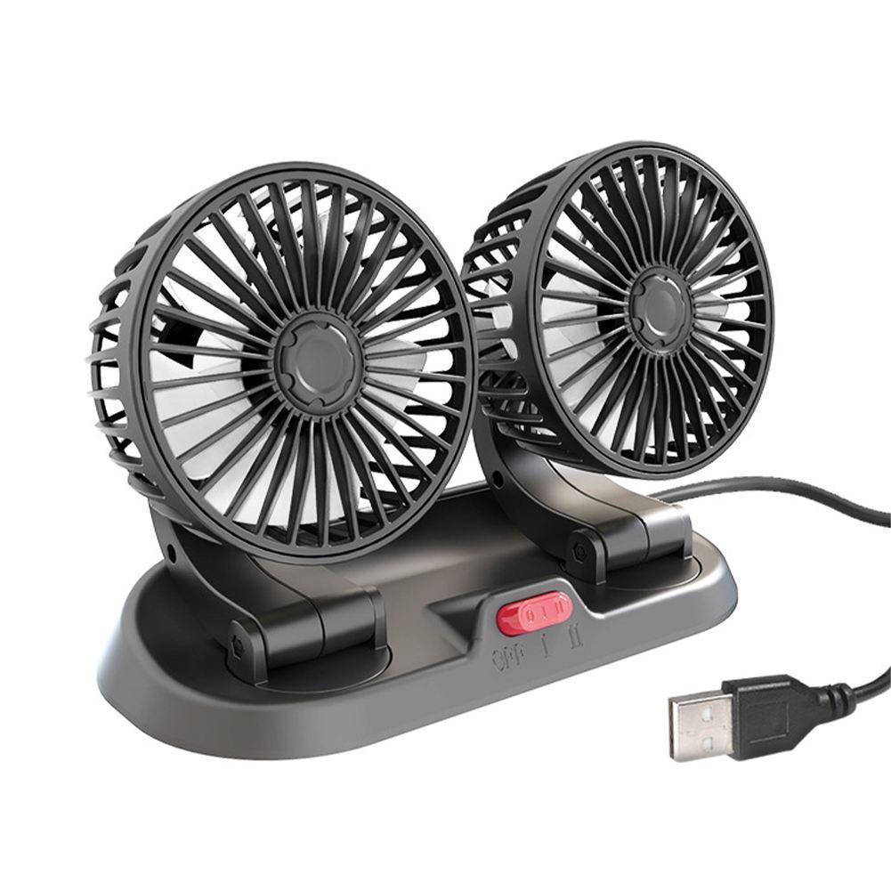 Portable Fan Strong Wind USB 360 Degree Rotatable 2 Speed Car Fans