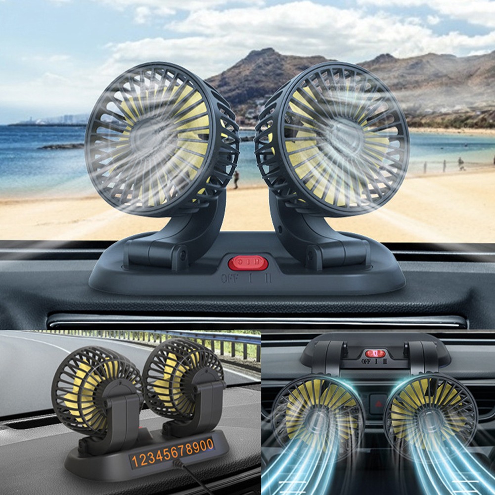 Portable Fan Strong Wind USB 360 Degree Rotatable 2 Speed Car Fans