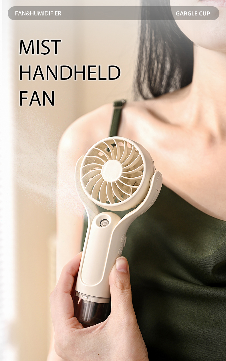 2024 new mould outdoor portable mini handheld fan base stand water air cooling personal desk USB rechargeable small mist fan