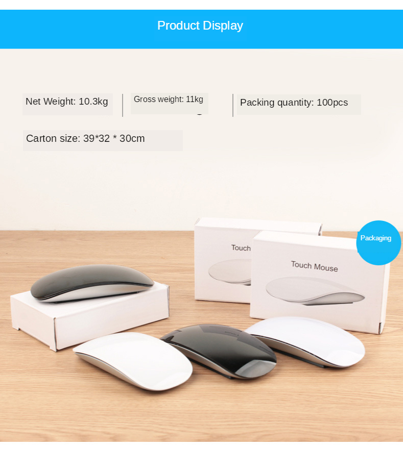 Ultra-Thin Portable Slim Silent Office Mice Multi Arc White BT Rechargeable Wireless Magic Touch Mouse for Mac Laptop