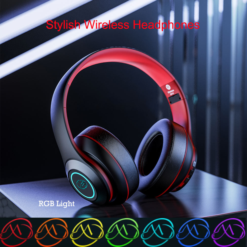 BH10 Noise cancelling Custom led logo in ear over ear headset RGB light headphones V5.0 bluetooth wireless music bass headphones