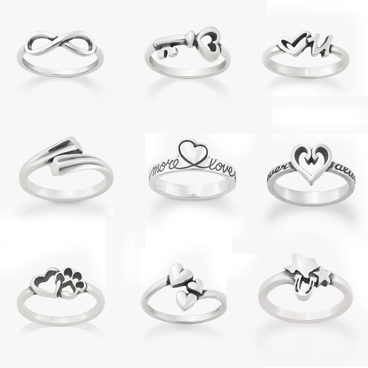 Sterling Silver Ring New Design Heart Infinity Ring Antique Silver Ring For Women