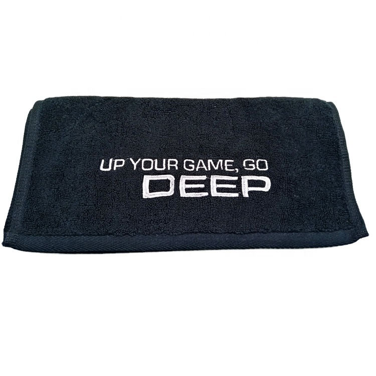 Black Embroidery Gym Sport Towel Custom Logo 100% Cotton