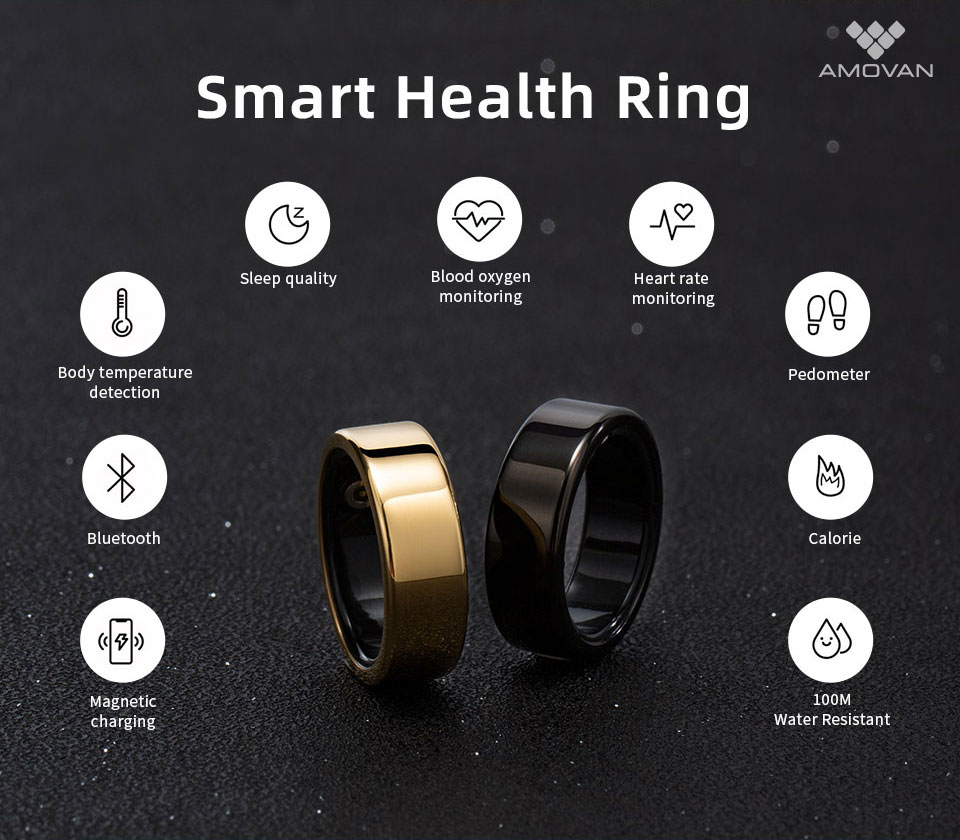 Drop shipping new smart ring Waterproof Fitness Heart rate tracker sleep monitor apnea syndrome stress Android iOS gold silver