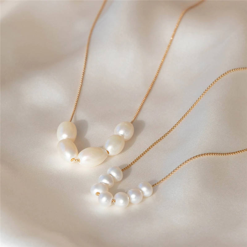 Silver girl jewelry 18k gold mini irregular freshwater pearl women necklace