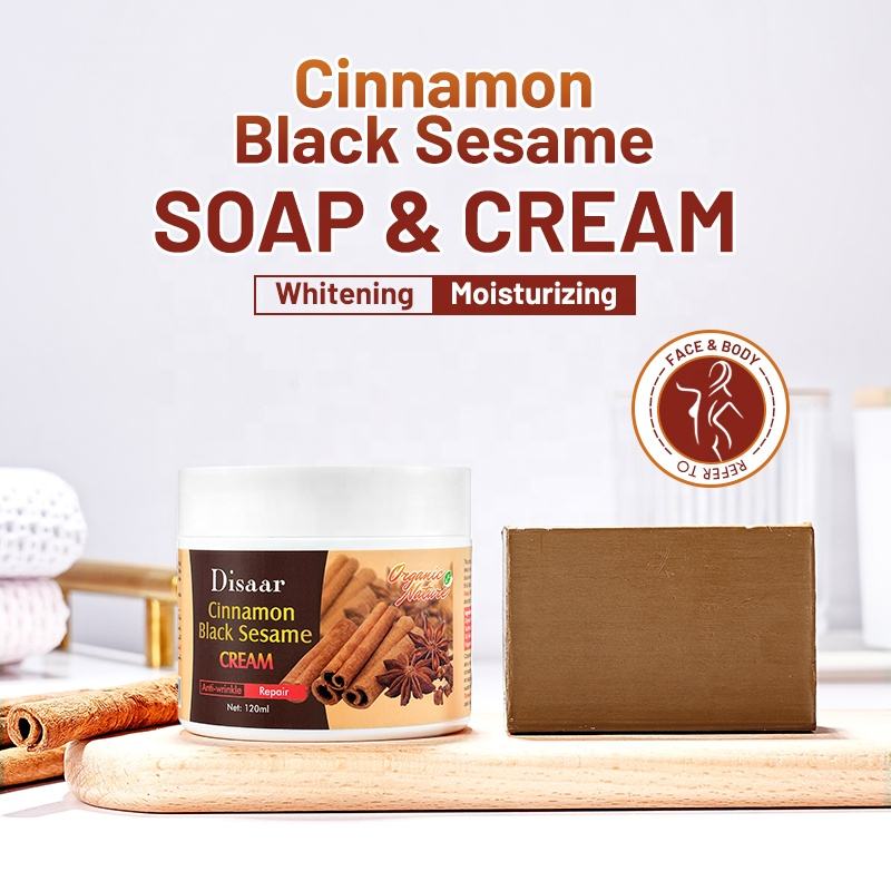 Natural Cinnamon & Black Sesame Base Exfoliating Skin Lightening For Beauty Soap