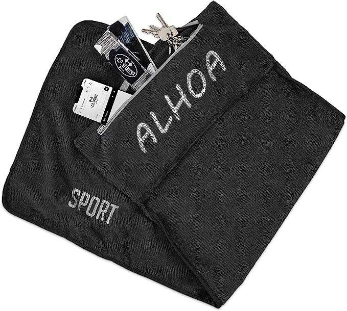 Sports Gym Fitness Towel With Zipper Pocket Bench Magnetic Custom Logo Cotton/Microfiber Sweat Towel