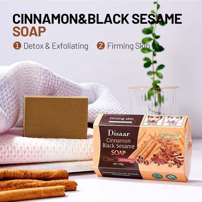 Natural Cinnamon & Black Sesame Base Exfoliating Skin Lightening For Beauty Soap