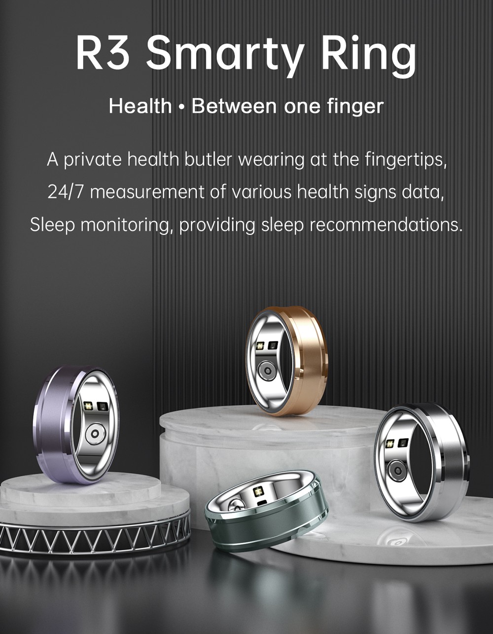 R3 IP68 Waterproof Sleep tracker Smart health ring Heart rate Blood pressure Fitness tracker Smart Ring for men women