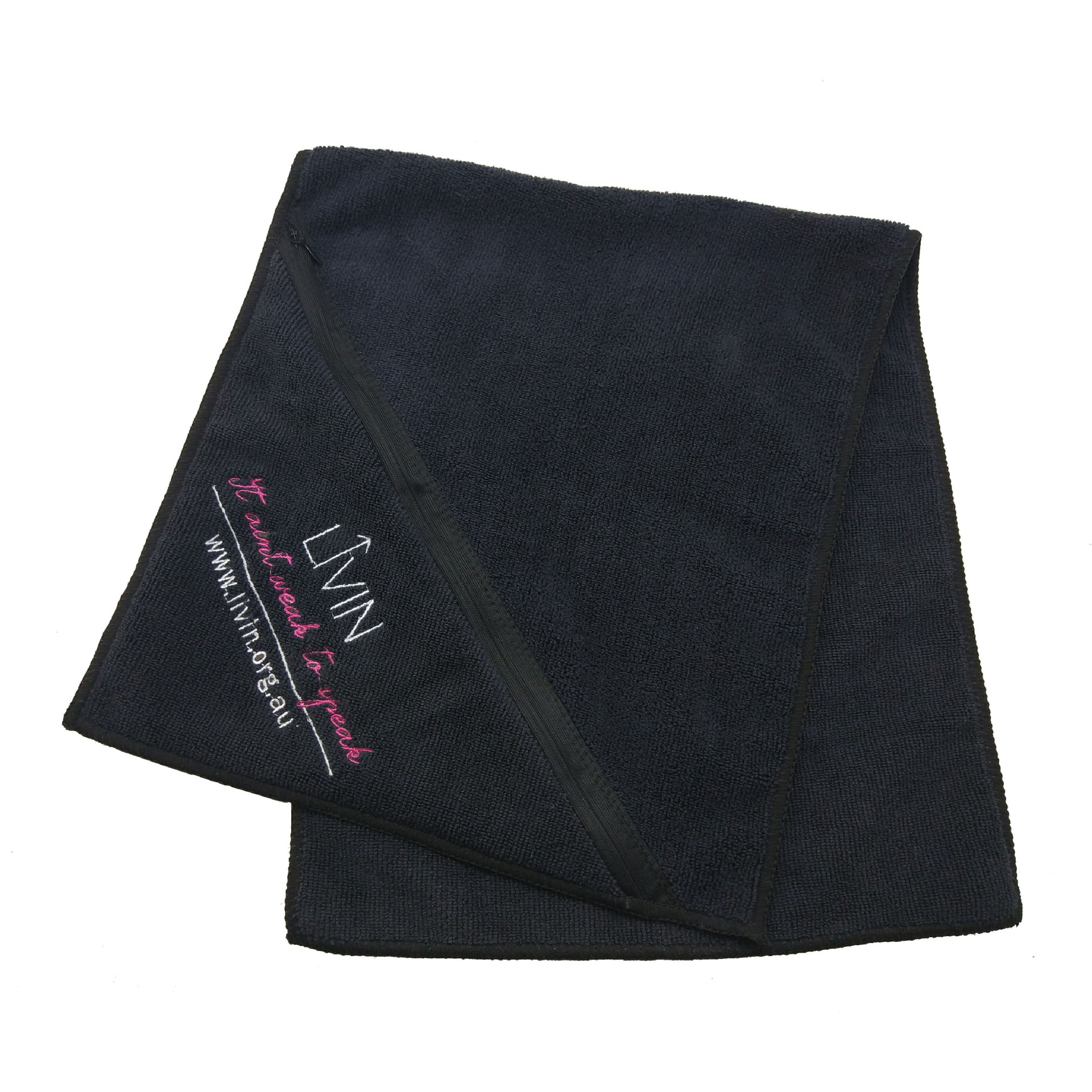 microfiber sports towel gym towel with zipper pocket