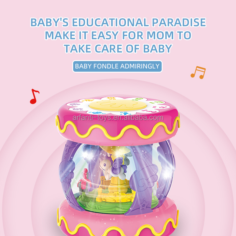 Educational Multi-Functional Baby Girl Toys Musical Carousel Music Instrument Baby Sound Drum Toy 2-4 Year