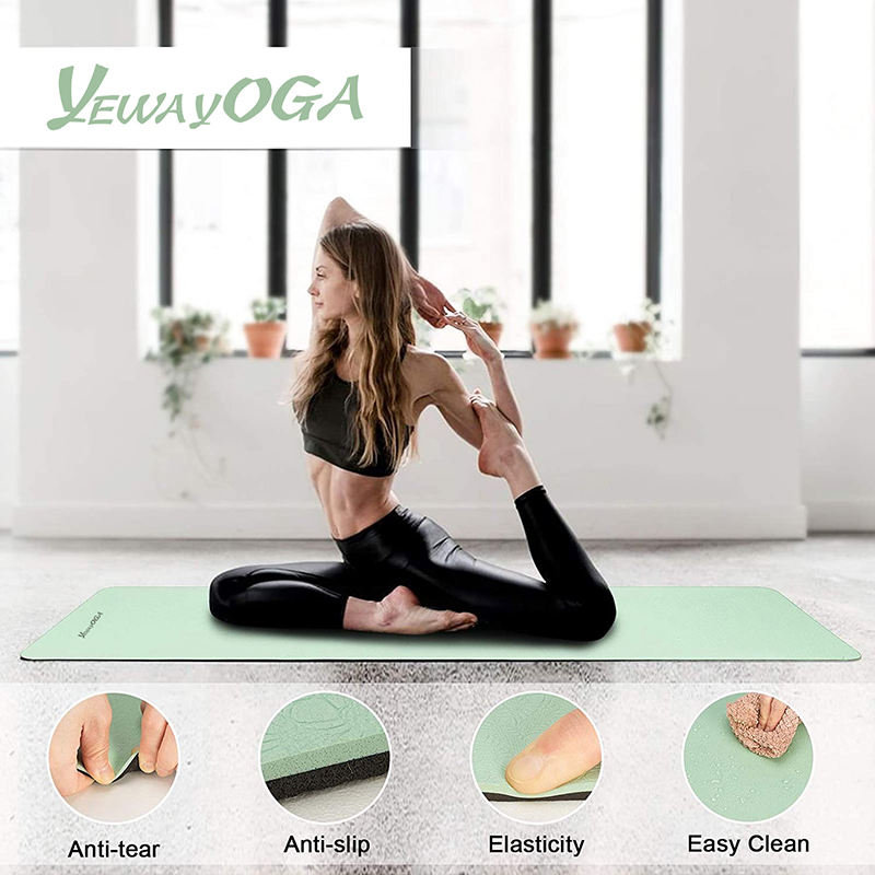 Dropshipping Tpe yoga Matt De yoga Sport Gym Yogamatt Anti Slip 6mm Custom Logo UV Print Eco Friendly Double Layer Tpe Yoga Mat