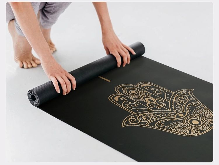 5mm extra large custom gold printed black rubber yoga mat PU