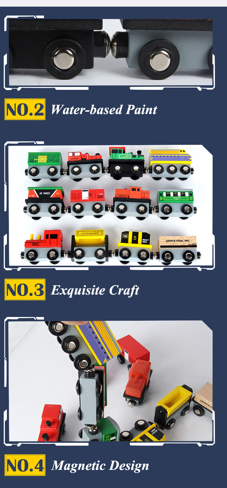 Kids Educational Toy Montessori Building Block Car Magnetic Wooden Railway Train Toys For Kids