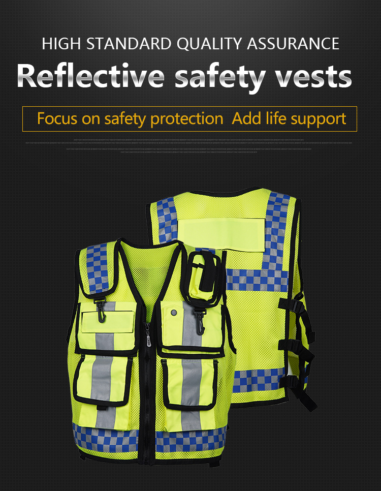 Black Safety Vest Construction Security Vest Hi Vis Men Reflective Safety Vest With Logo