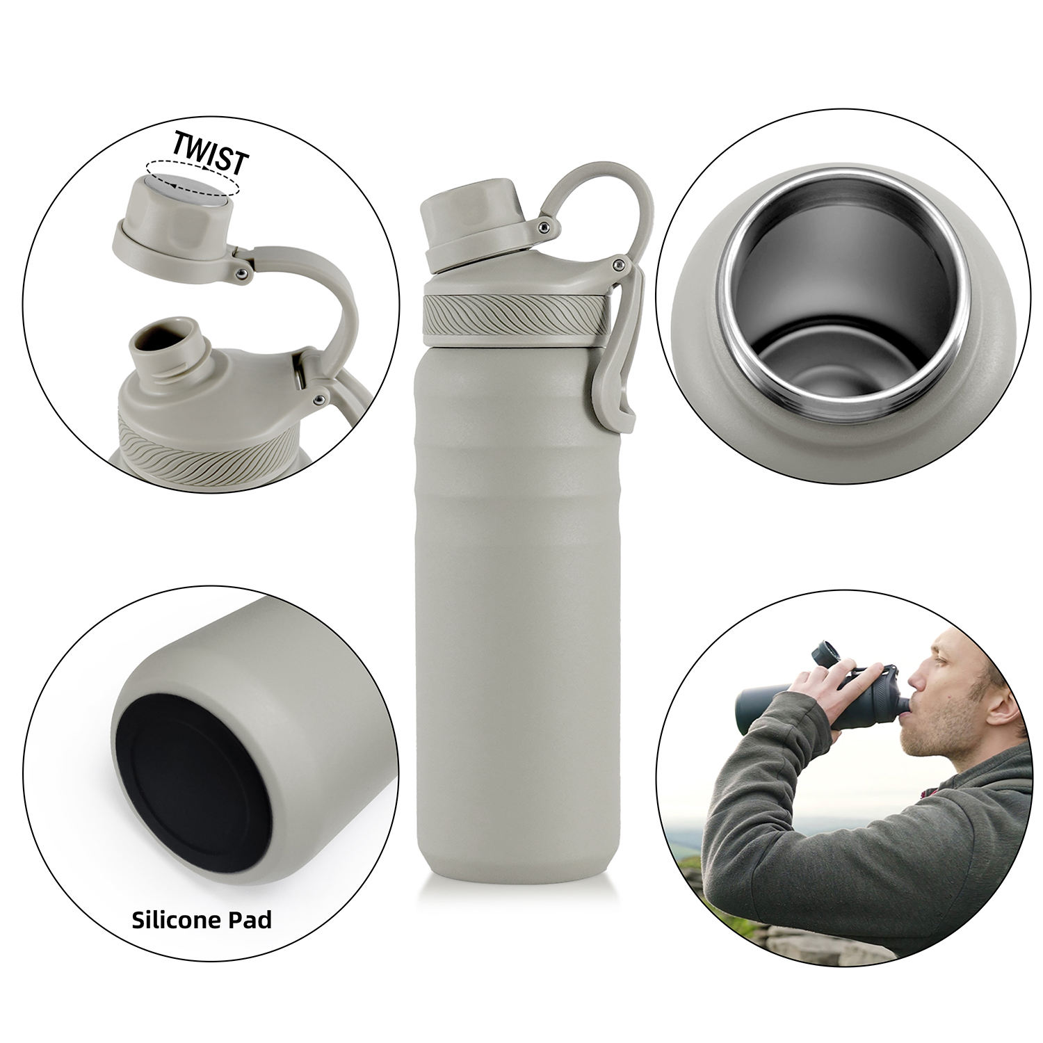 AS 18oz stainless steel insulated sports water bottles