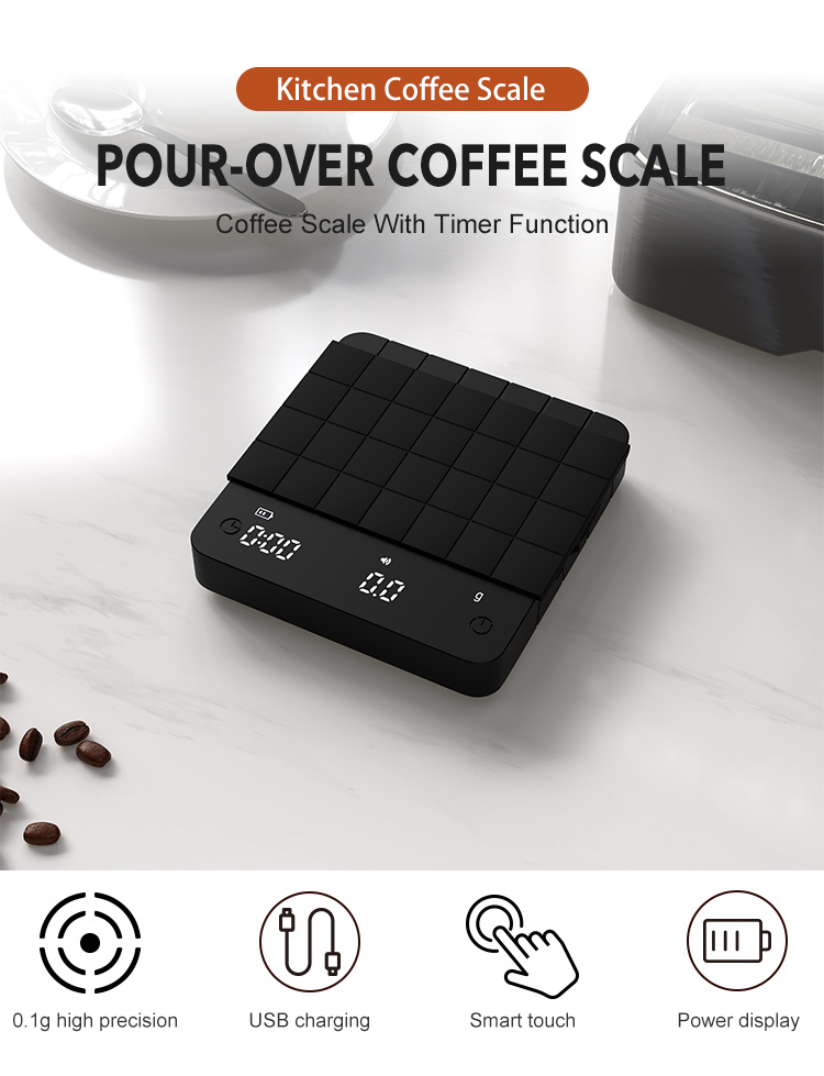 Portable Mini 99 Minutes Automatic Timing LED Display Electronic Rechargeable Espresso Digital Coffee Scale