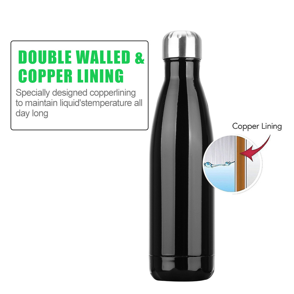 500ml Sports Water Bottle Travel Cup BPA Free Stainless Steel Water Bottle Cola Water Beer Double-Wall Vacuum Flask