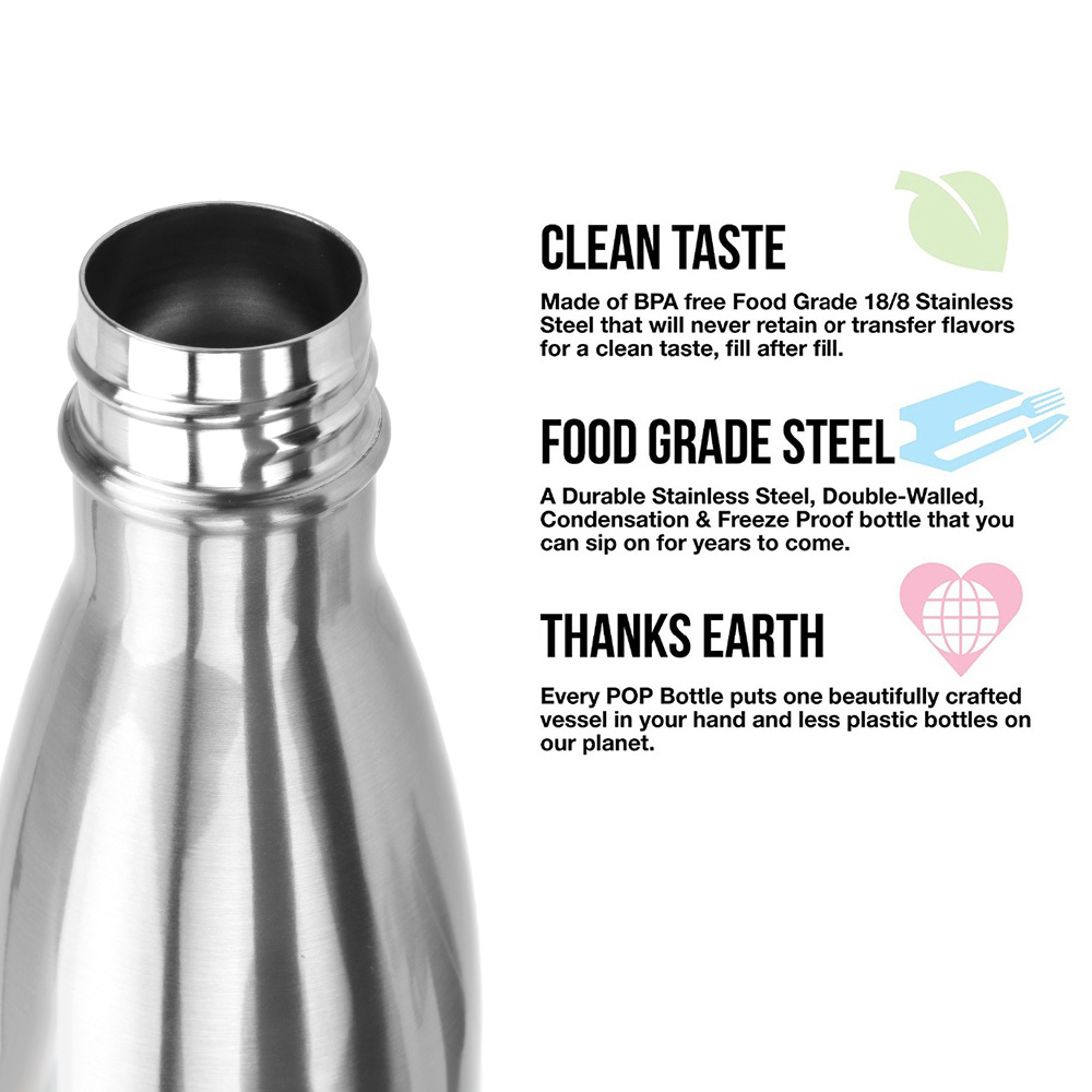 500ml Sports Water Bottle Travel Cup BPA Free Stainless Steel Water Bottle Cola Water Beer Double-Wall Vacuum Flask