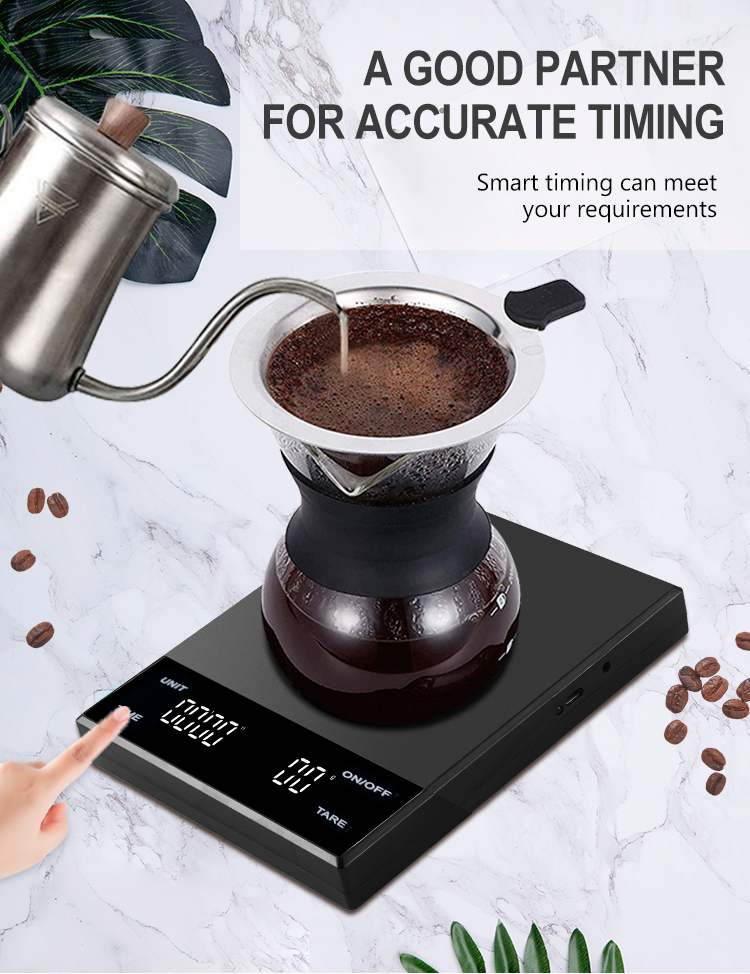 Customized 3kg 0.1g Rechargeable Digital Electronic Timing Balance Kitchen Scales Timemore Coffee Scale With Timer