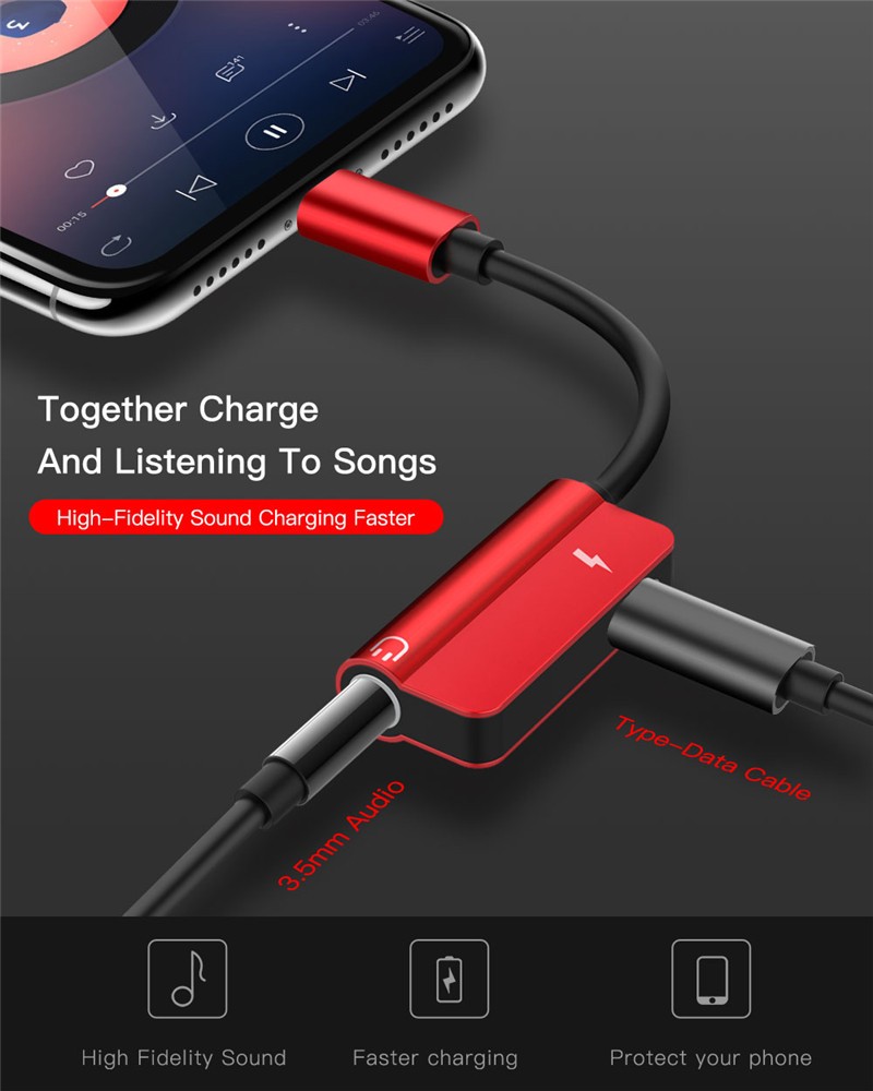 2 in 1 Fast Charger USB Type C to 3.5mm Audio Adapter Cable Jack Headphone Charging Splitter