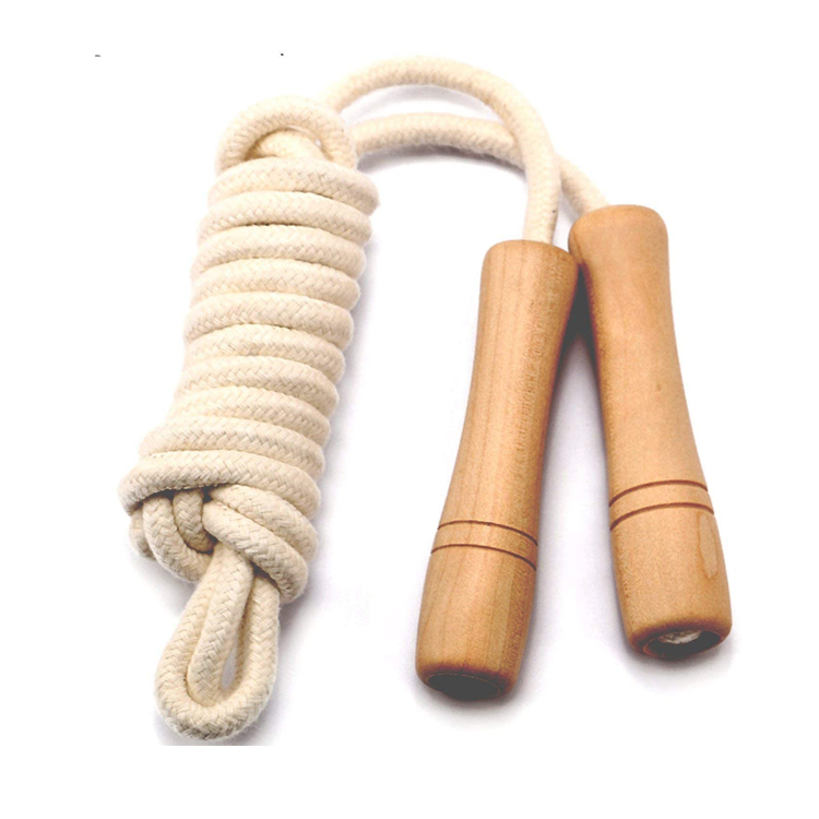 MIO Eoc Friendly Weighted Wooden Hand Cotton Speed Skipping Rope Jump Rope for Kids