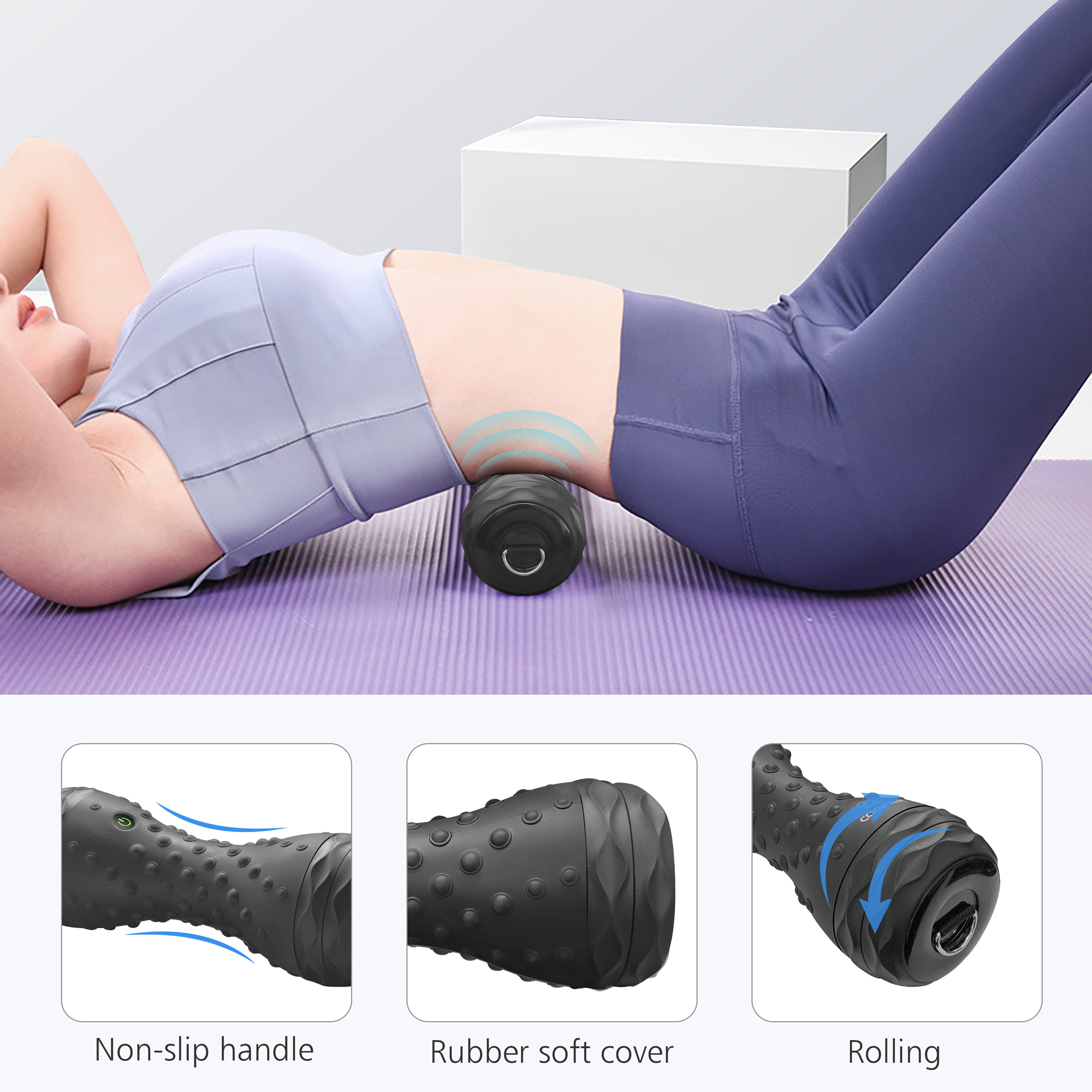 Phenitech Vibrating Foam Massage Roller Home Deep Tissue Release Point Foam Roller for Physical Therapy