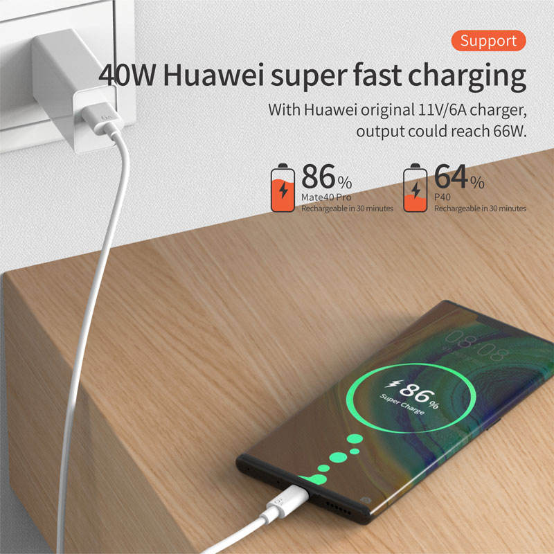 6A Super Fast Charge 66W USB C Charging Cable is for Samsung/Huawei/Xiaomi/MacBook/MateBook Type C Data Cable