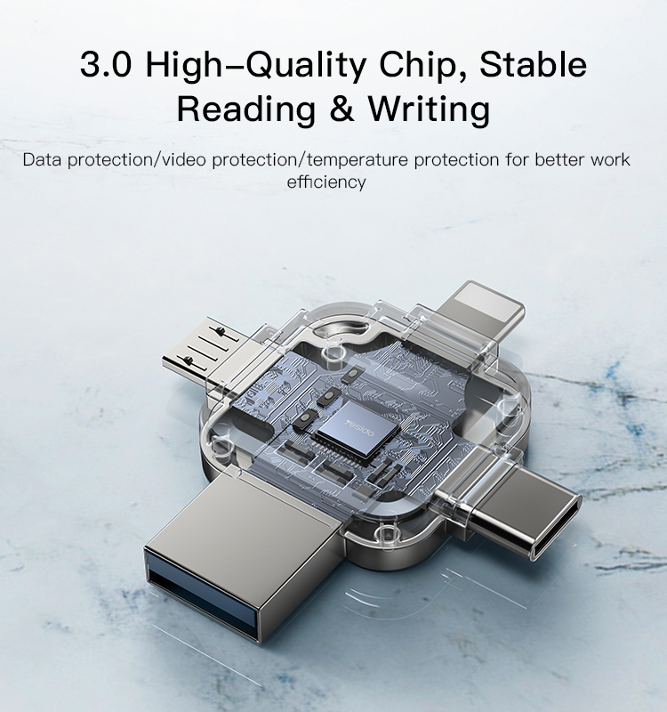 4 in1 Flash Memory U Disk USB 3.0 interface Read Speed 110M/S Write 30MB/S OTG USB Flash Drive for Interface USB/Micro/Type-c