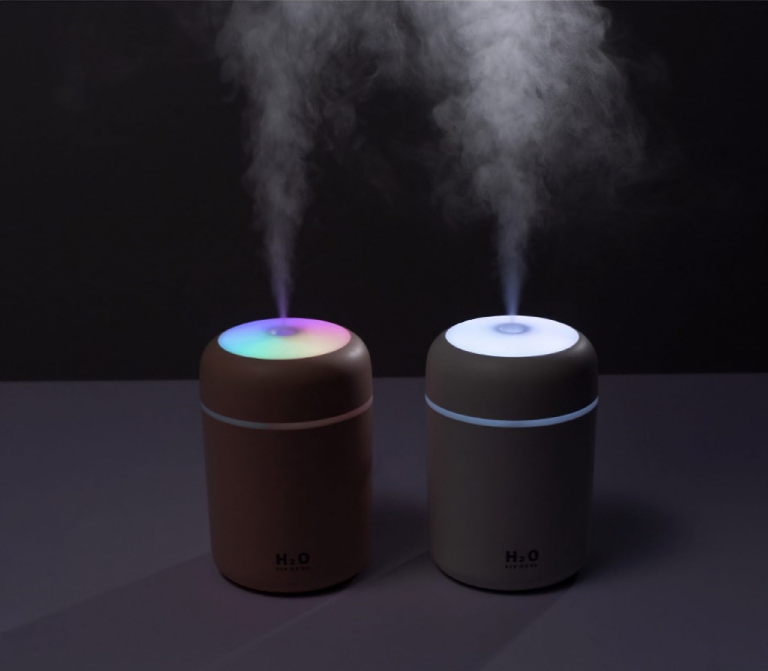 LED Light Mini 300ml H2O Spray Mist Humidificador Double Wet Perfume Aroma Essential Oil Diffuser Car USB Air Humidifier