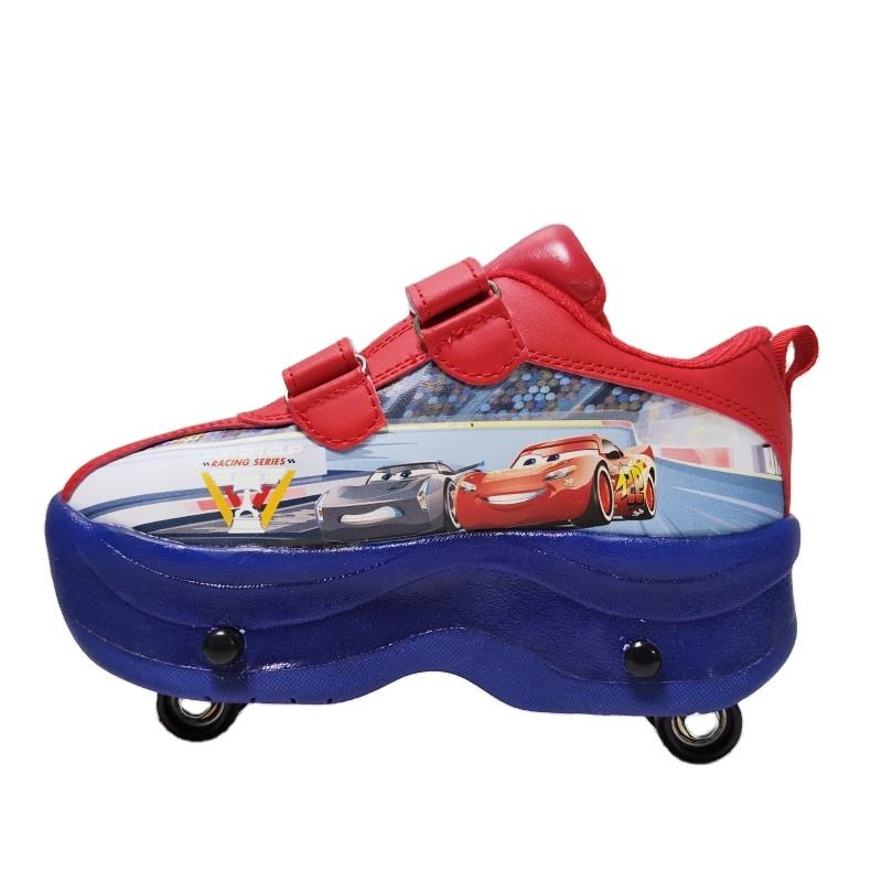 Kids Skate Shoes Deformation Retractable Wheels Kick Roller Skate Shoes