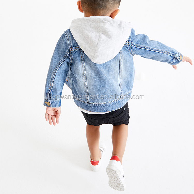 Fashion children long sleeve outerwear cotton denim hoodie boys jean jackets kids jackets