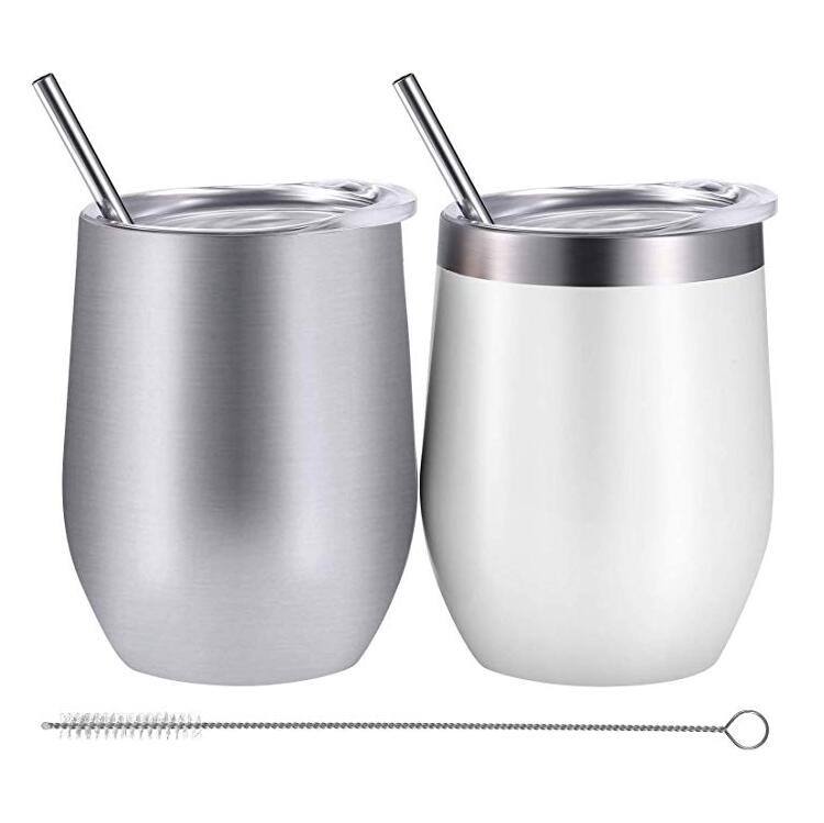 12 Oz Insulated Wine Tumbler with Lid Double Wall Vacuum Stainless Steel Wine Glass Coffee Mug Insulated Tumbler Cup for Champai