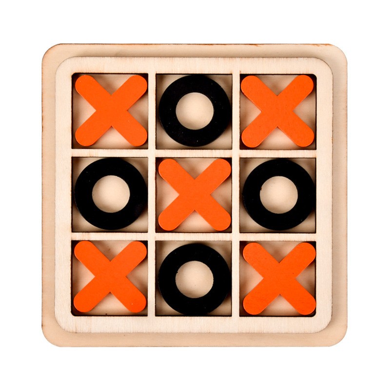 Wooden Noughts and Crosses Tic Tac Toe Board Games Educational Toy Kids Adults Classic