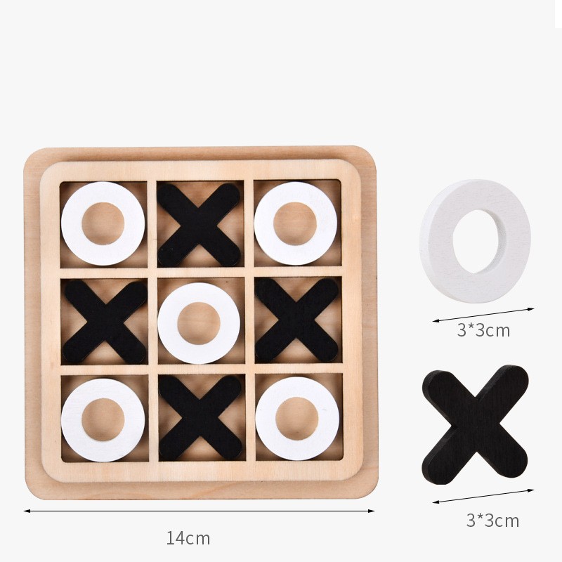 Wooden Noughts and Crosses Tic Tac Toe Board Games Educational Toy Kids Adults Classic