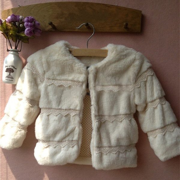 Sweet outerwear jacket Warm clothing Autumn/Winter Clothes Children Kids Toddler Girls faux fur coat