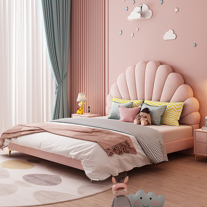 High Quality Modern Bedroom Furniture Set Pink Bed Princess Girl 1.2m 1.5 Single Children's Bed