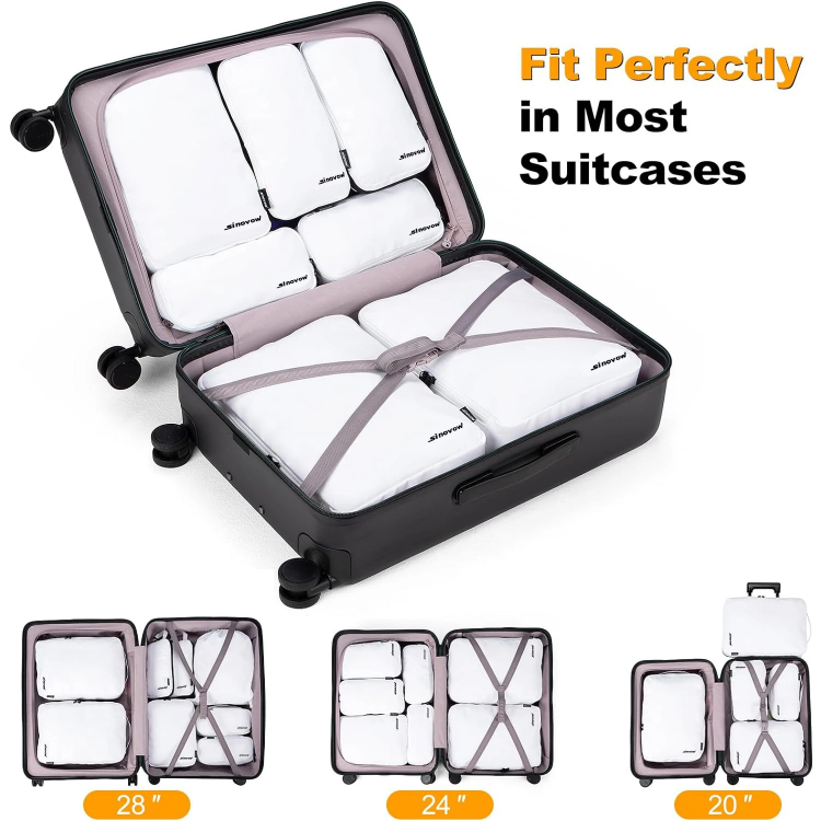 8 Piece Compression Packing Cubes For Travel With Double Capacity Design Compression Cube